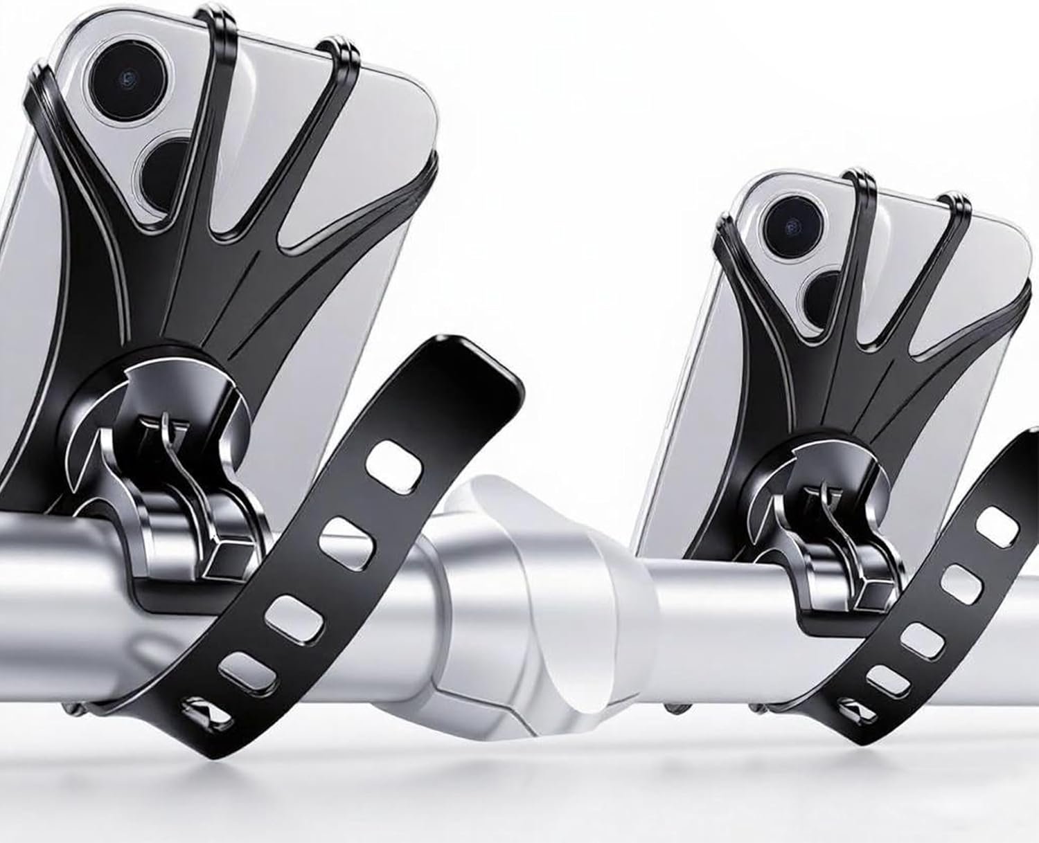 2026 Bike Phone Mount 2 Pack, 360° Rotation Silicone Phone Holders for iPhone and Samsung, for Most Smartphones and Handlebars, Easy Install – Black Upgraded Universal Bike Cell Phone Holder