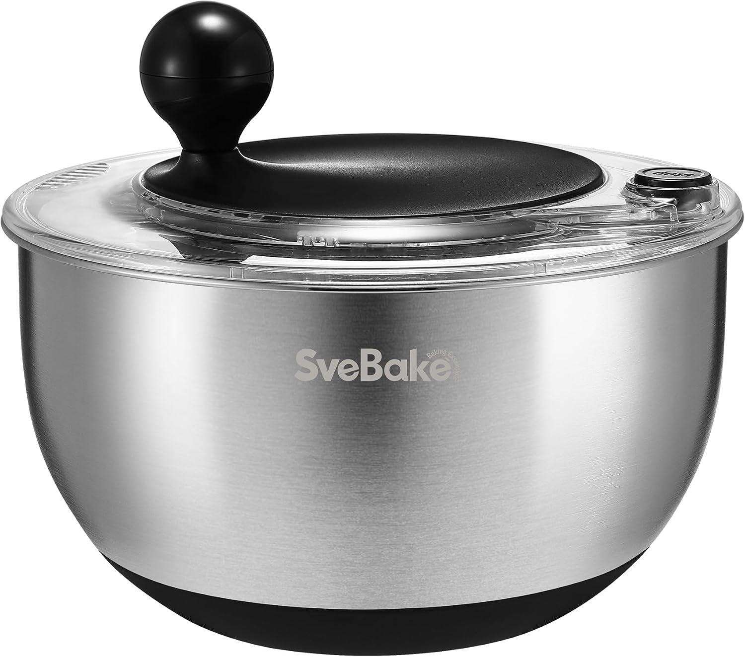SveBake Stainless Steel Salad Spinner 5.3 Qt, Quick Dry & Stop, Easy Drain