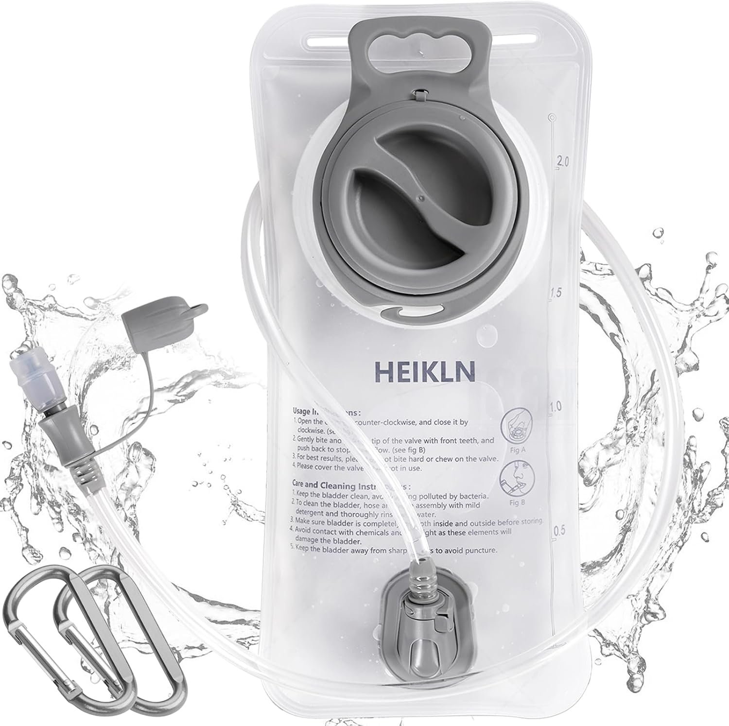 HEIKLN Hydration Bladder 1.5L-2L-2.5L-3L,Leak Proof Water Reservoir, BPA Free Military Water Storage Bladder Bag Hydration Pack Replacement Easy Clean for Bicycling Hiking Camping Hunting Running