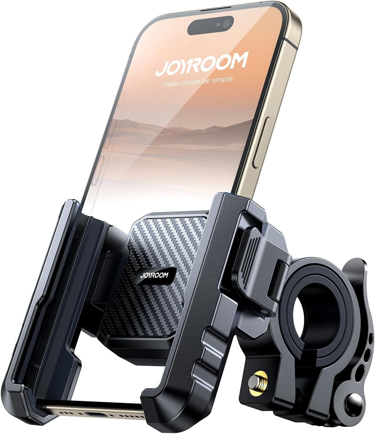 JOYROOM Motorcycle Bike Phone Holder Mount – [Not Block Camera] Bicycle Phone Holder Handlebar Cell Phone Clamp – [Silicone Wrapped] Scooter Phone Holder for iPhone Samsung 4.7”-7” Smartphones