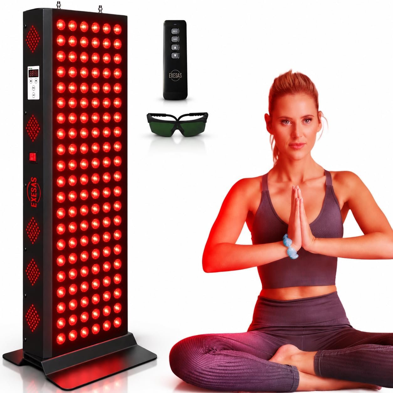 EXESAS Red Light Therapy Panel for Body & Face, 4 Wavelengths, Dual-Chip