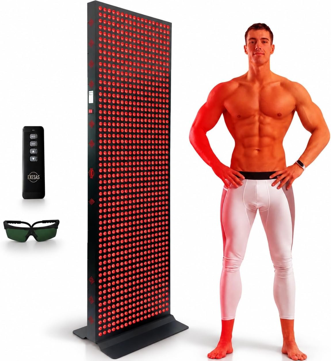 EXESAS Professional Grade Full-Body Red Light Therapy Panel, Red & Near-Infrared, 6 Wavelengths 630–1060nm, Dual-Chip LEDs, with Stand & Remote (1008LED)