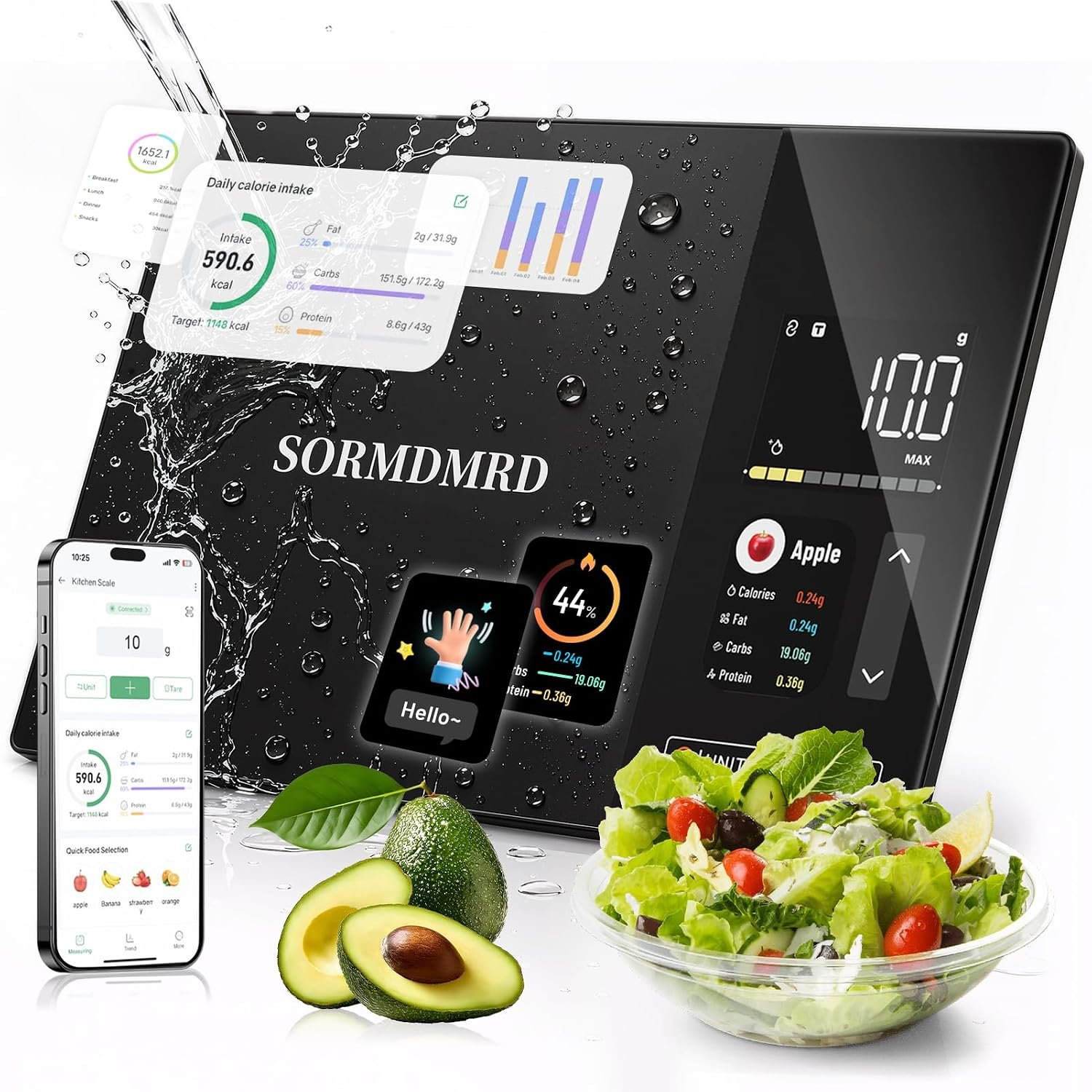 Smart Food Scale with Nutrition Calculator App, Digital Kitchen Scale