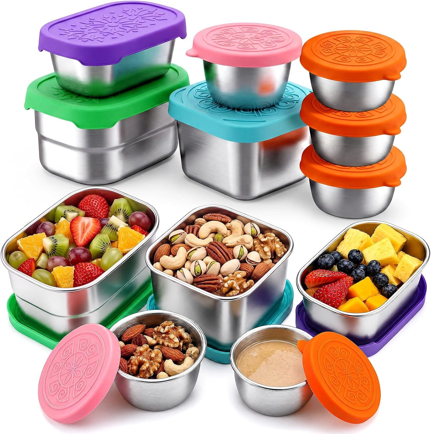 Blushtier 12 Pcs Stainless Steel Food Snack Storage Containers with Lid