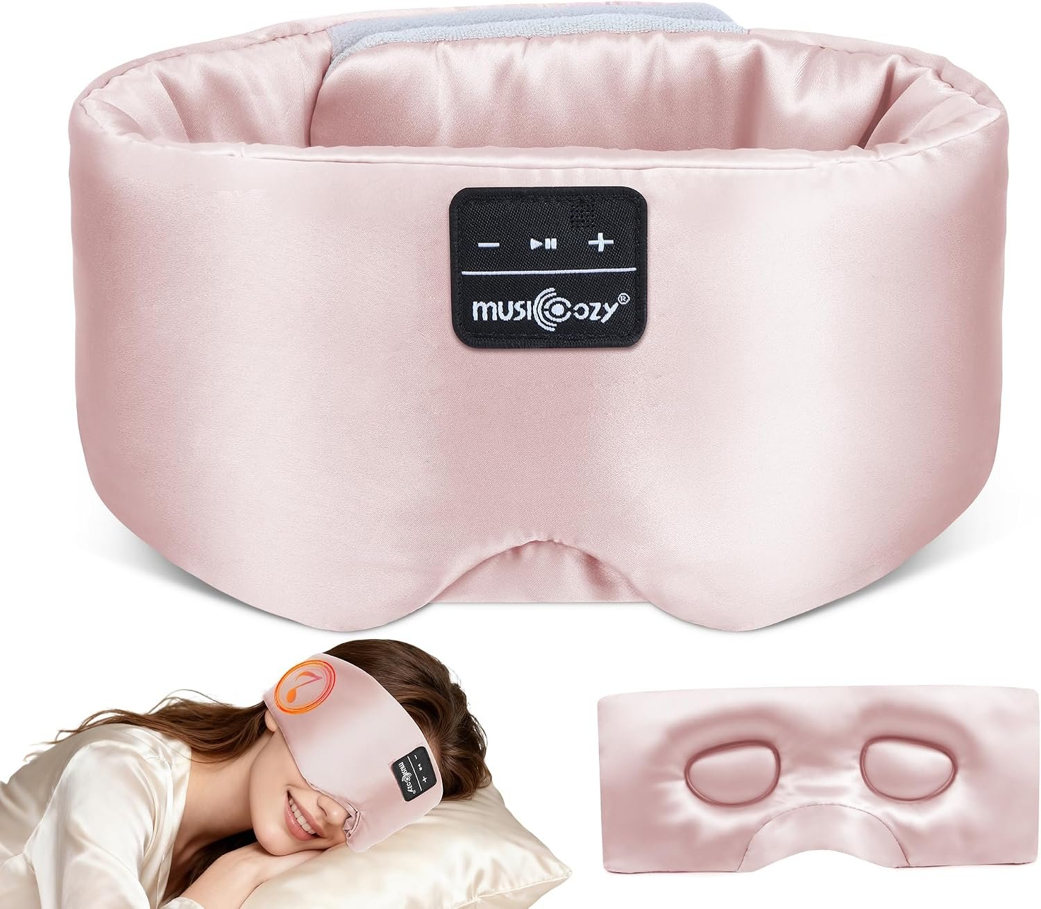 MUSICOZY 3D Mulberry Silk Sleep Mask Bluetooth 5.4 Headphones Full Coverage