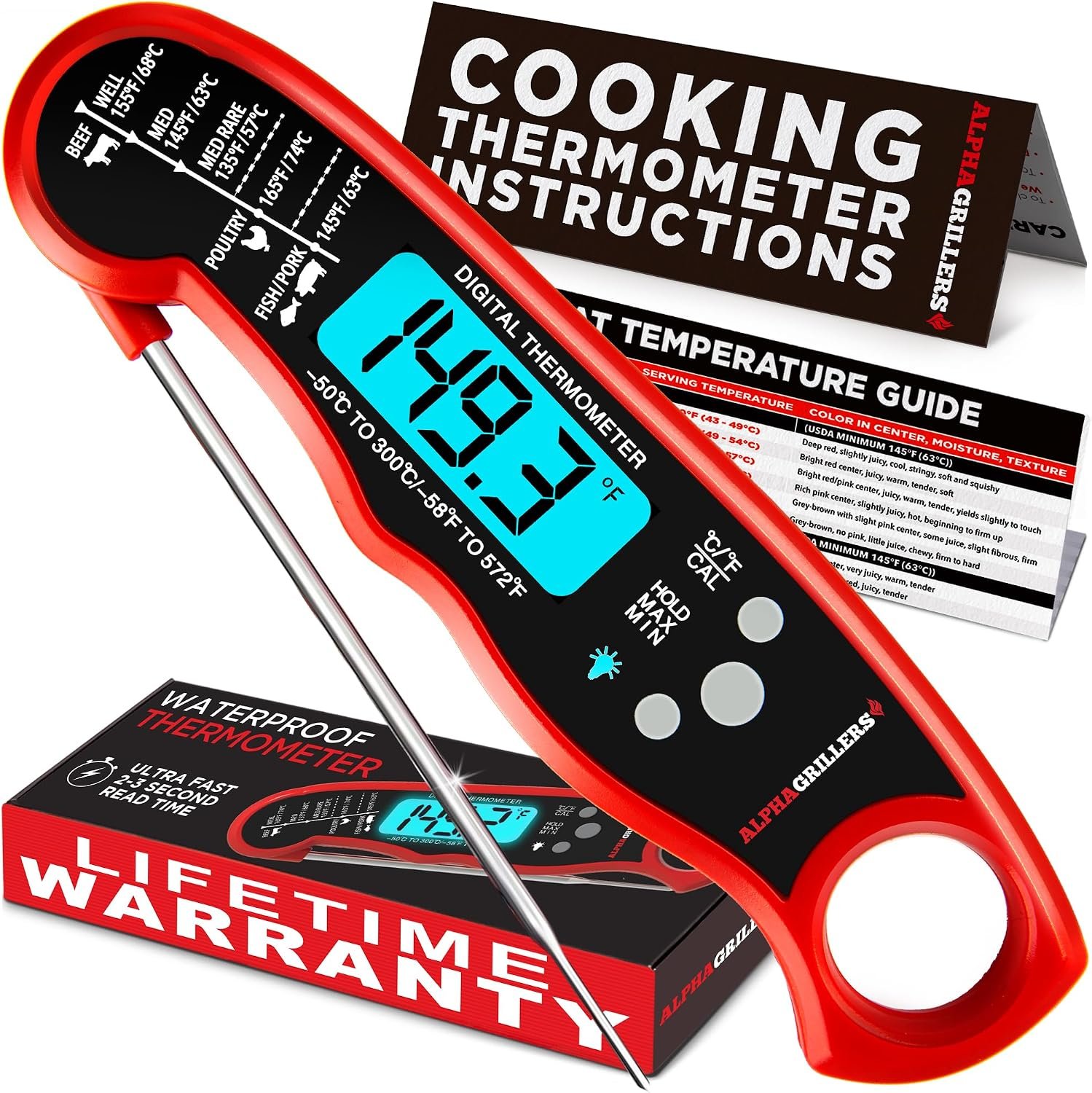 Alpha Grillers Meat Thermometer Digital, Stocking Stuffers Gifts for Men