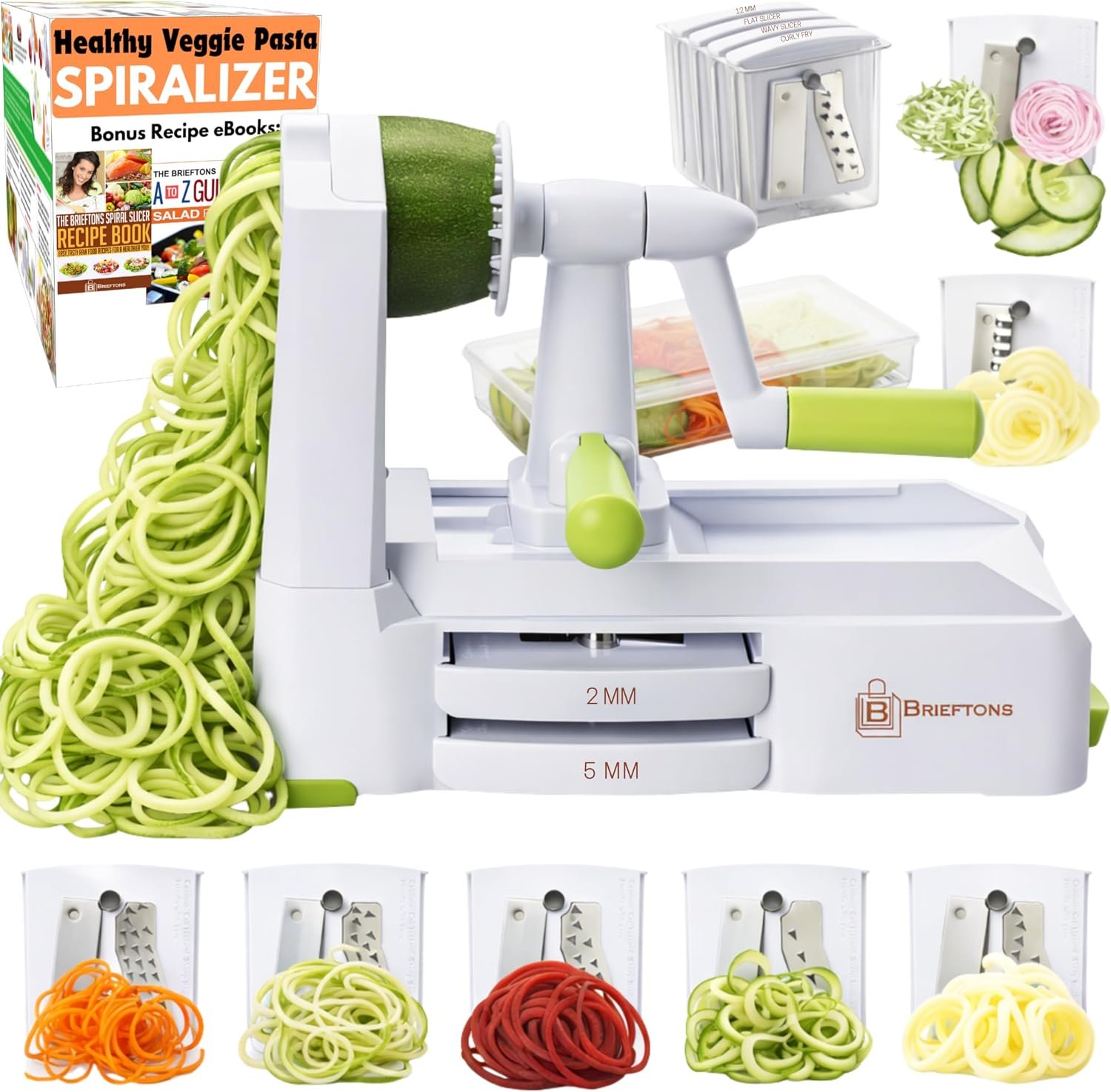 Brieftons 7-Blade Countertop Vegetable Spiralizer and Veggie Noodle Maker