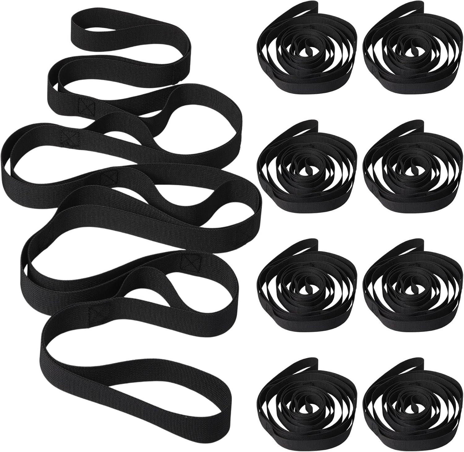 Foilswirl 8 Pack Stretch Strap Bulk Yoga Strap with 10 Loops Stretching