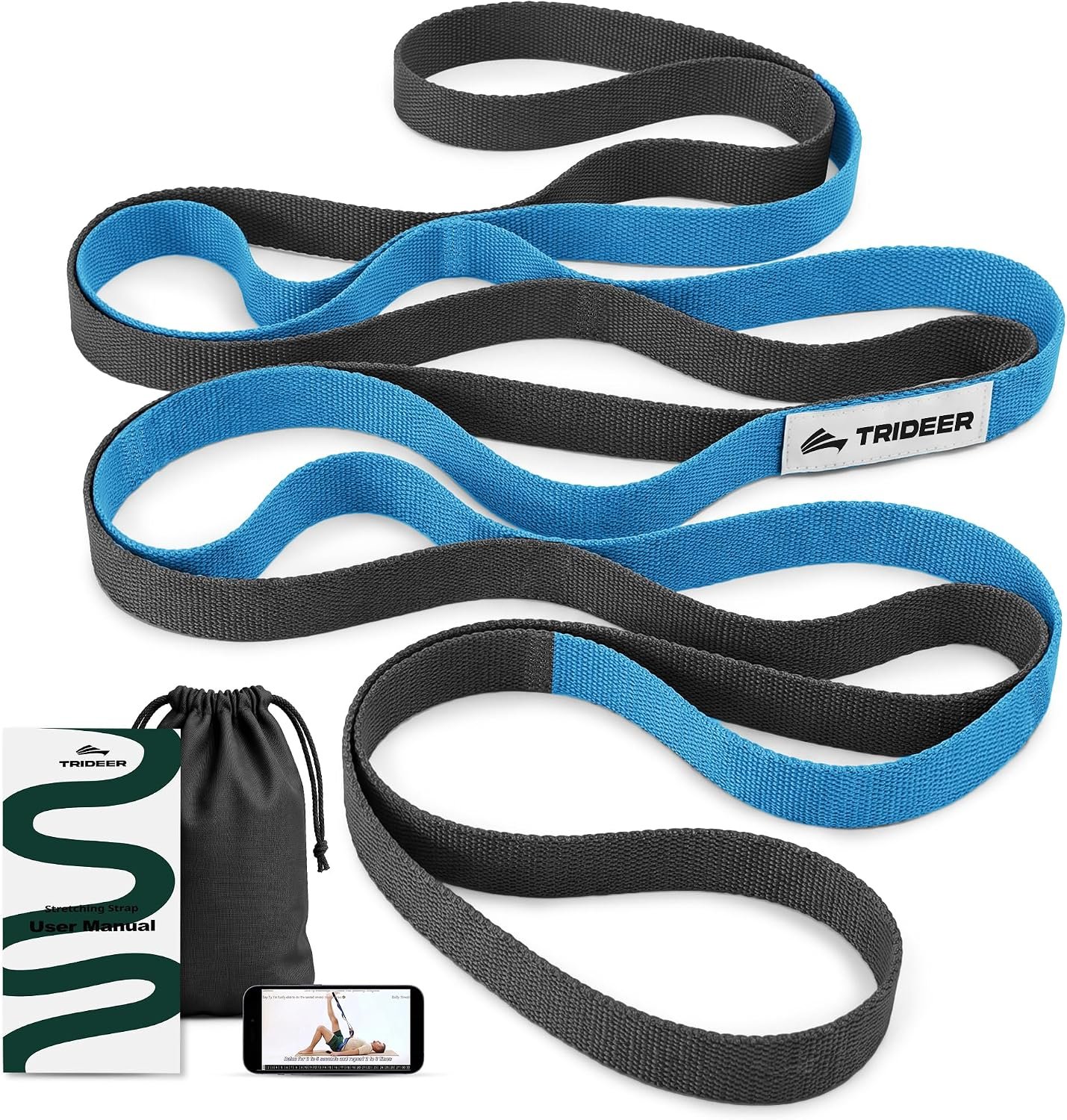 Trideer Stretching Strap with Loops for Physical Therapy,Non-Elastic