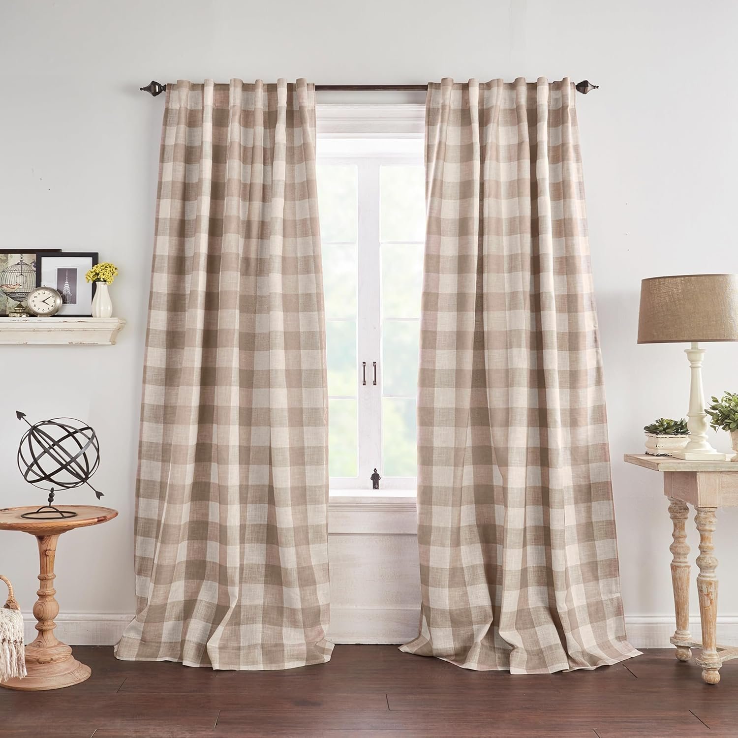 Grainger Buffalo Check Blackout Window Curtain, Linen – 52″ W x 84″ L