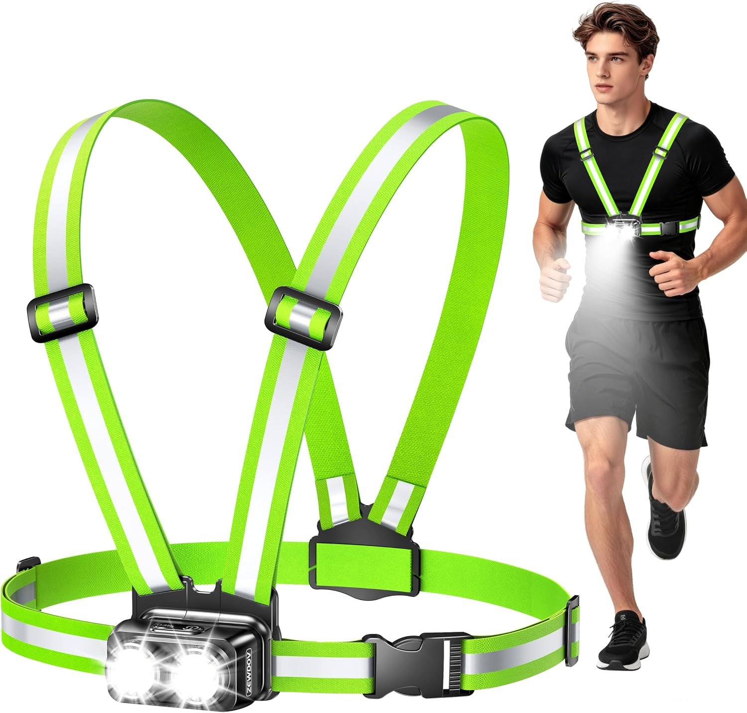 800LM Ultra Bright Running Lights for Runners, 7 Modes & 360° Reflective Running Gear, IPX4 Waterproof, 45° Adjustable Rechargeable Running Light for Walking/Hiking/Cycling/Working/Jogging