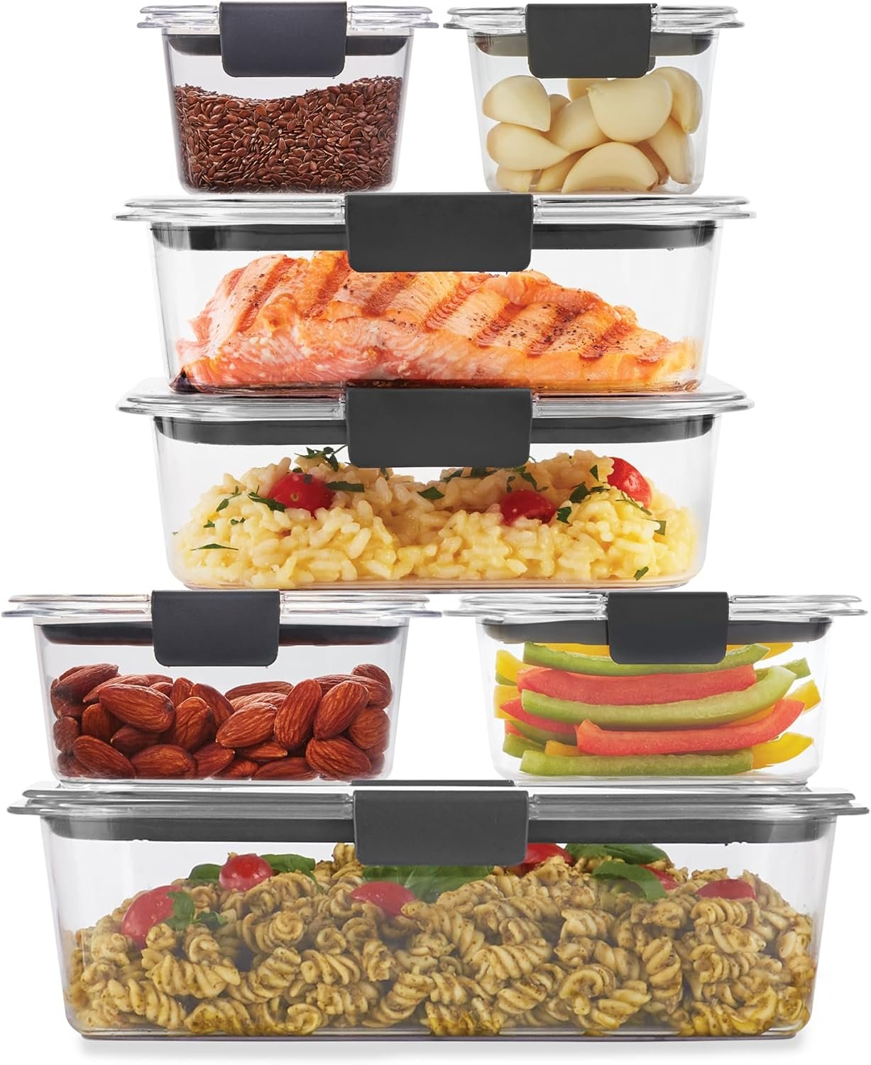 Rubbermaid Brilliance Food Storage Containers, 14 Piece Plastic Containers with Lids, BPA-Free, Leak Proof, Clear