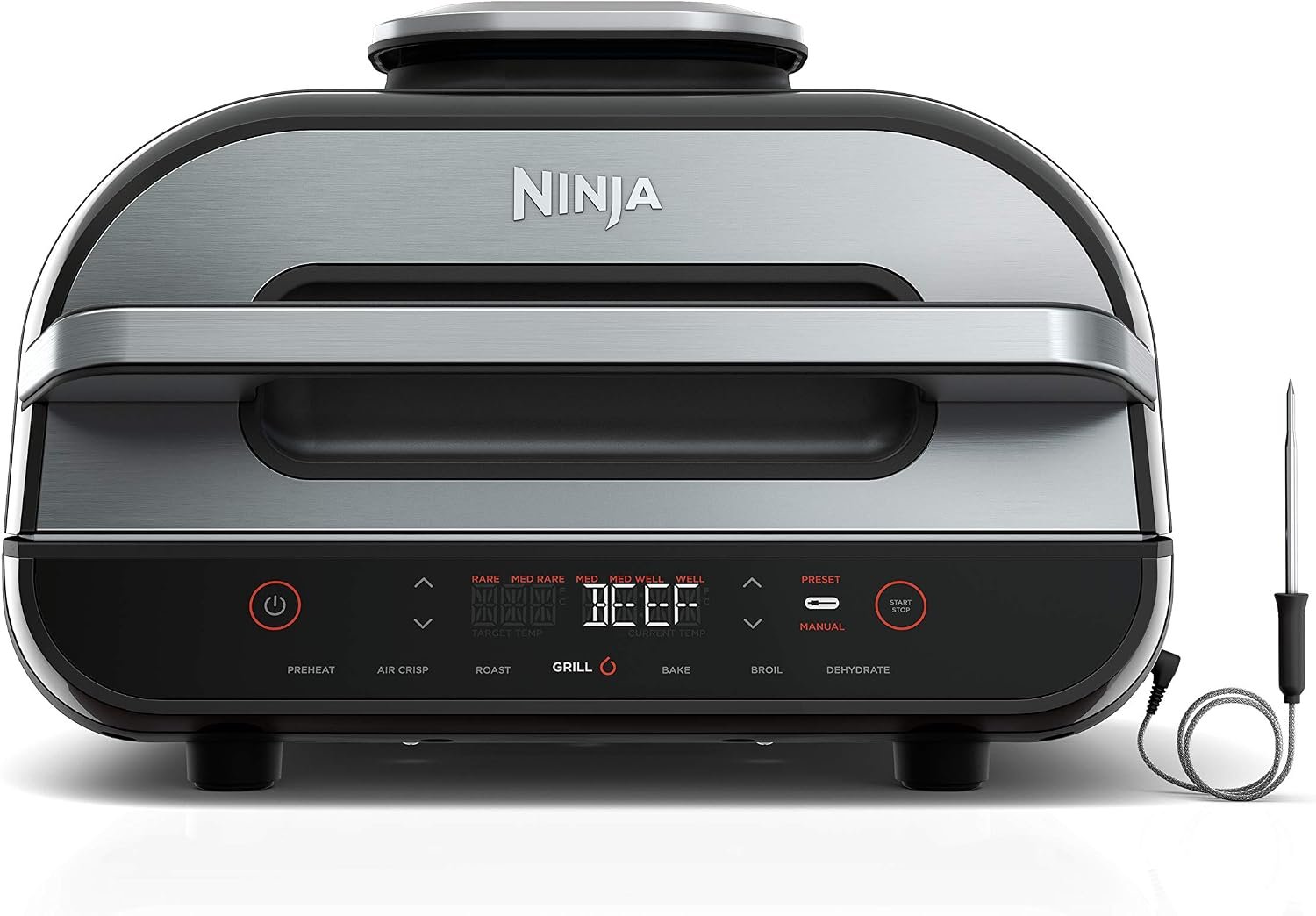 Ninja Foodi Smart 6-in-1 Indoor Grill & Air Fryer, 4 Qt, Black/Grey, FG551