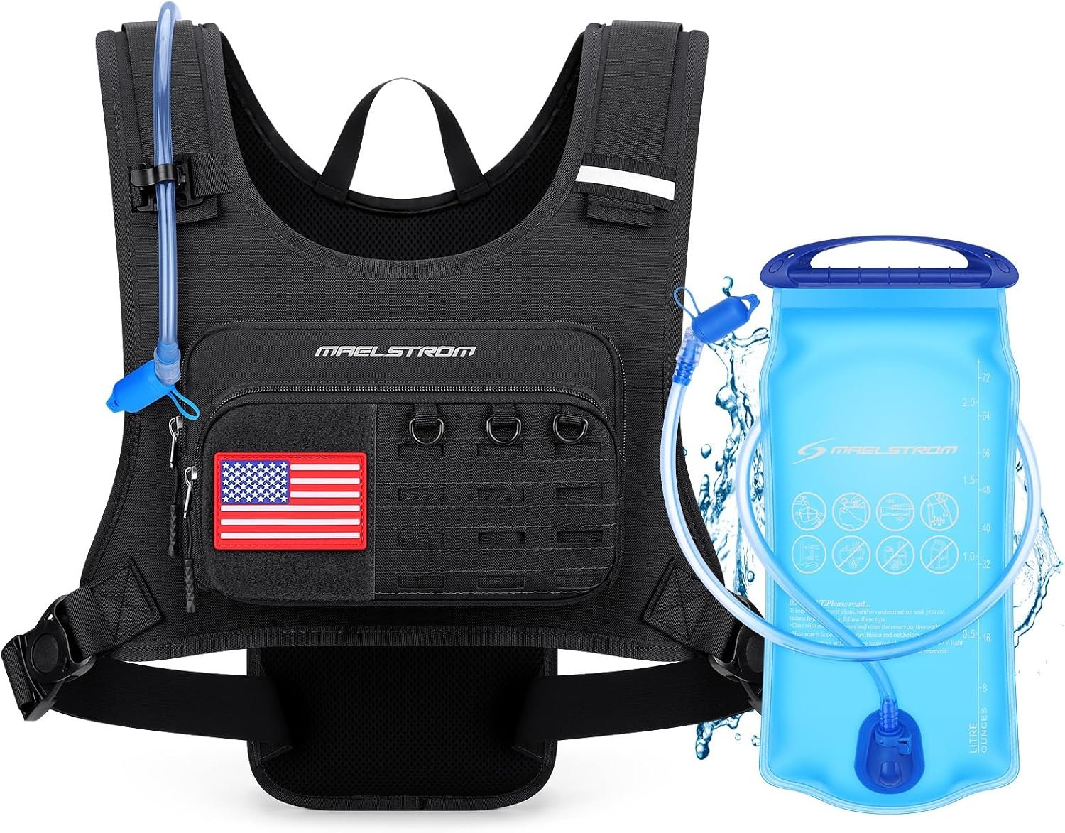 Maelstrom Hydration Running Vest with 2L Water Bladder for Men Women