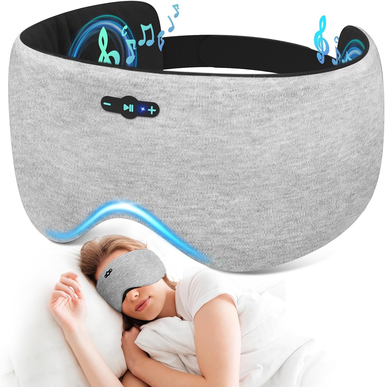 Sleep Headphones Bluetooth 6.0 Sleep Mask for Side Sleepers, 20H Playtime