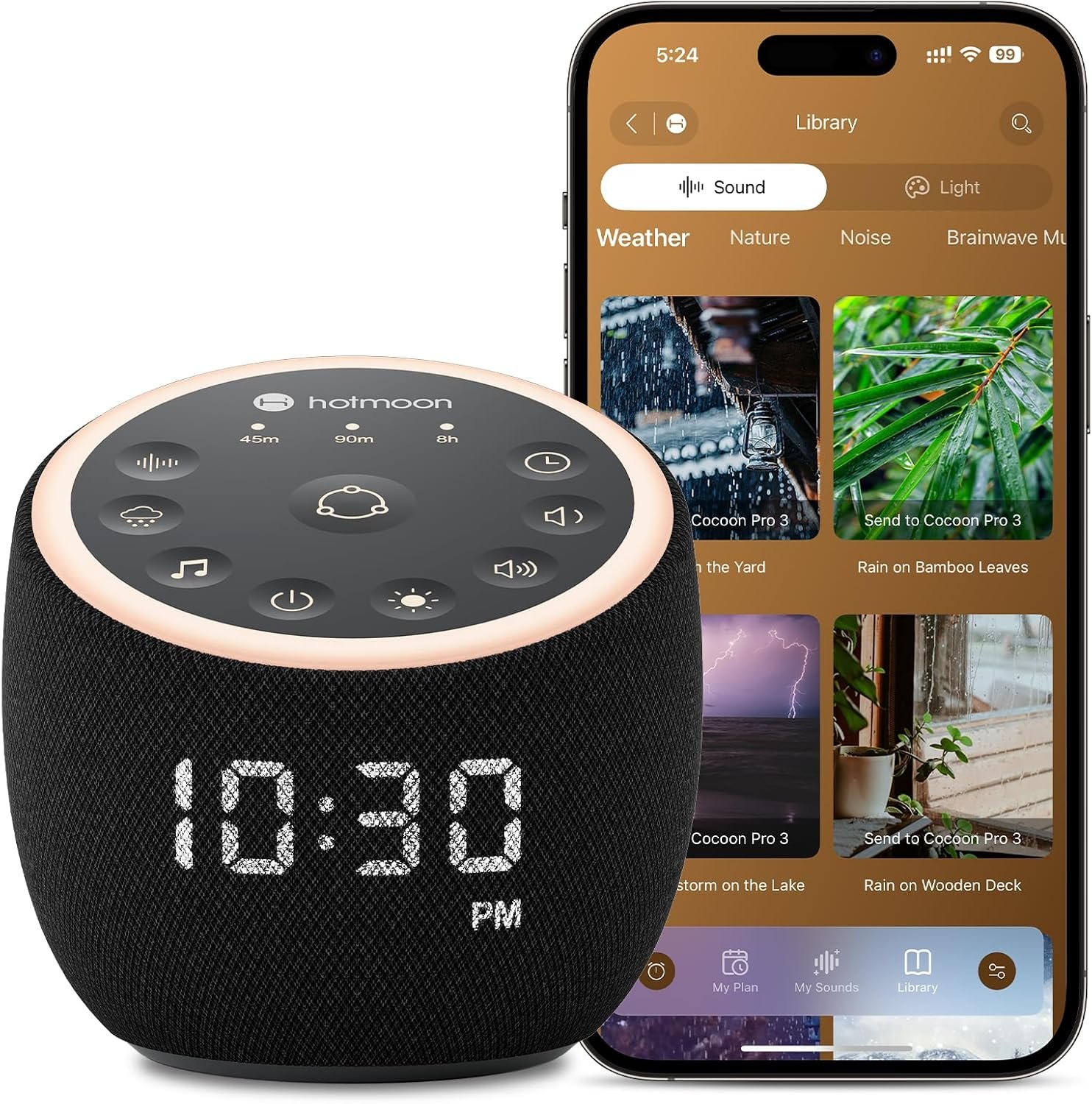 Hotmoon Smart Sound Machine for Sleep, Cocoon Pro 3, 117 Sounds, Plug in