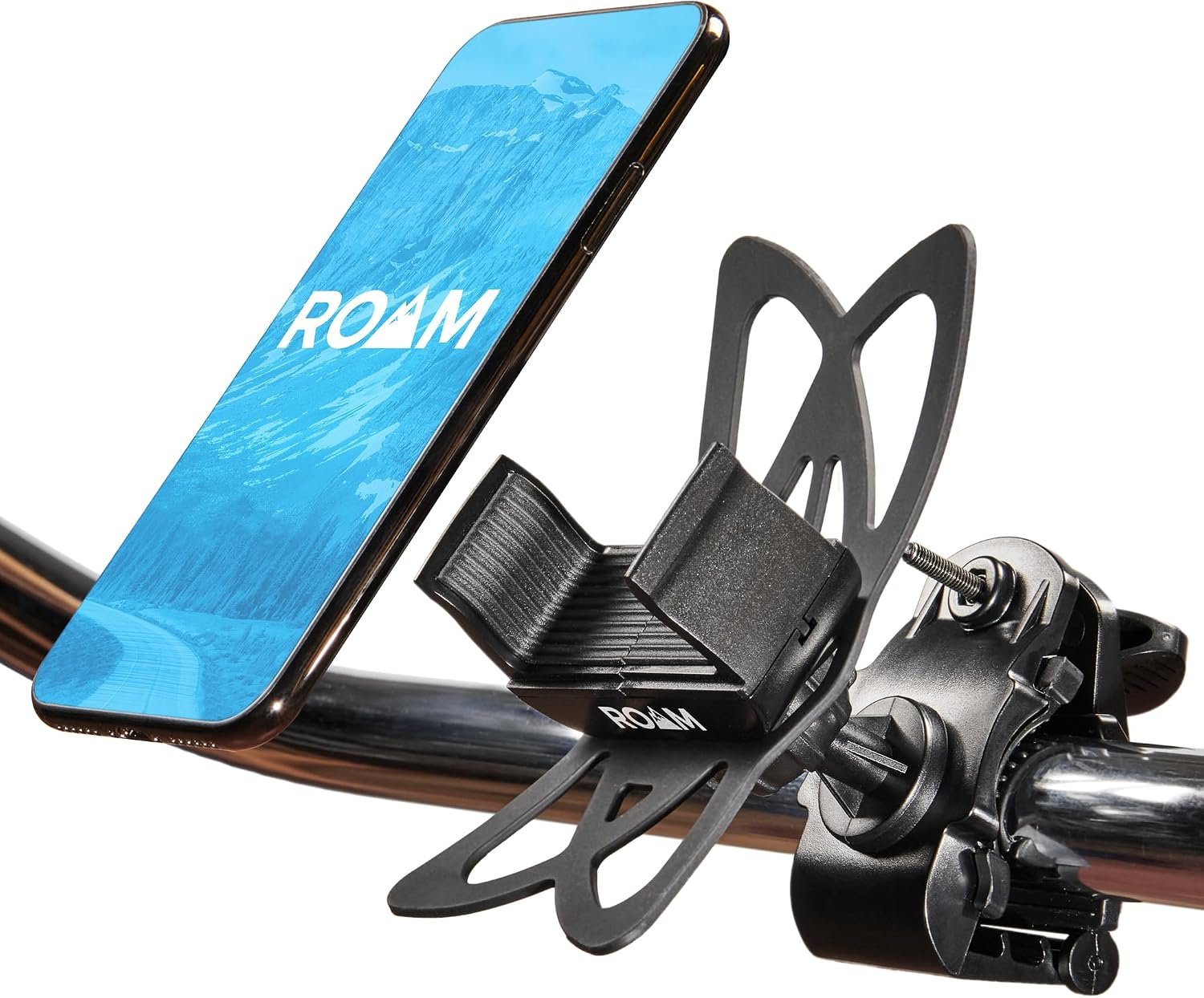 Roam Universal Black Net Bike Phone Mount Holder, 360° Rotation Hands Free Cell Navigation System for Motorcycle eBike Dirt Road Cruiser Scooter Jogging Stroller, Adjustable Up to 3.6″ W x 7″ L