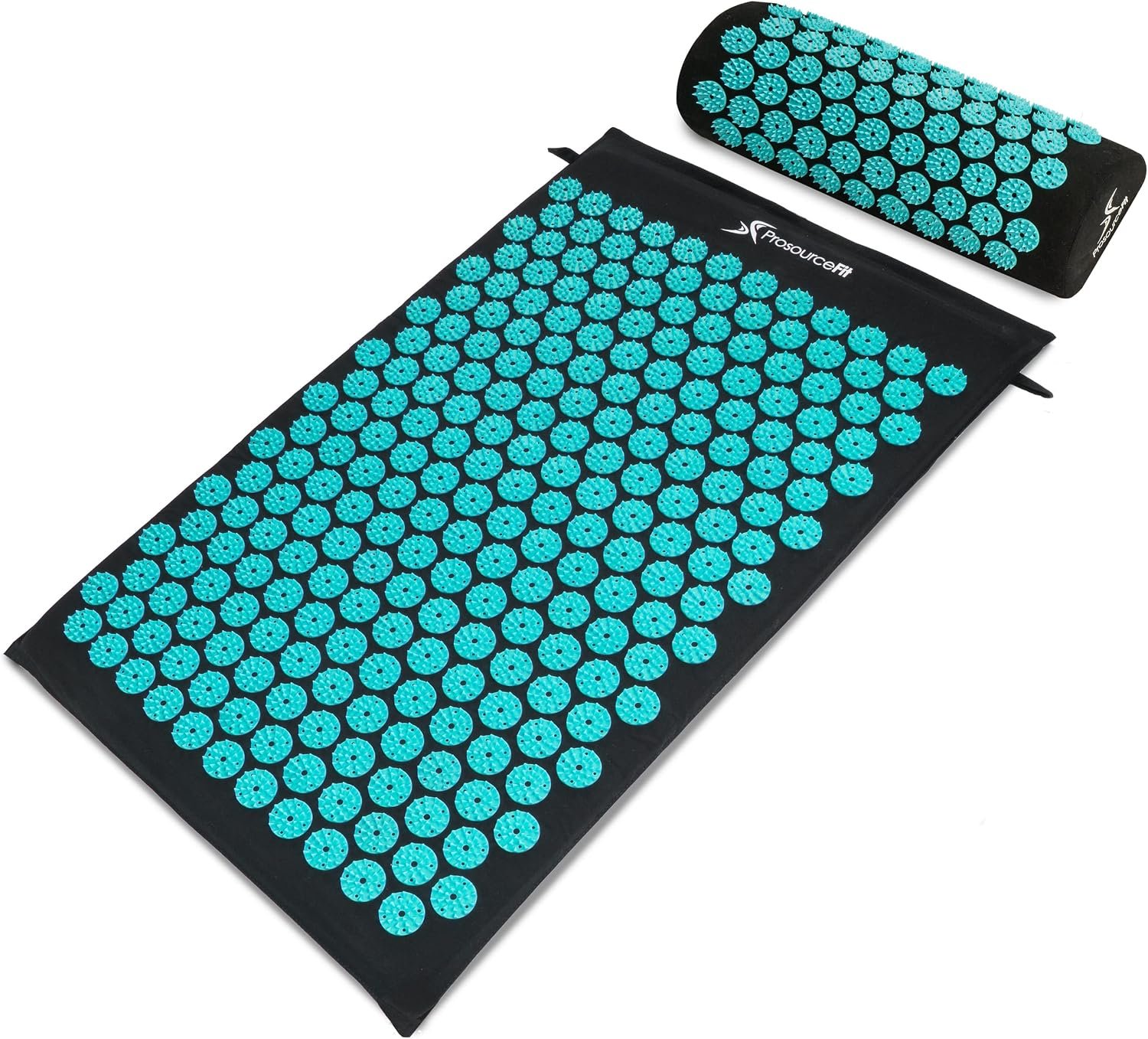 ProsourceFit Acupressure Mat and Pillow Set for Relaxation, L, Black/Aqua