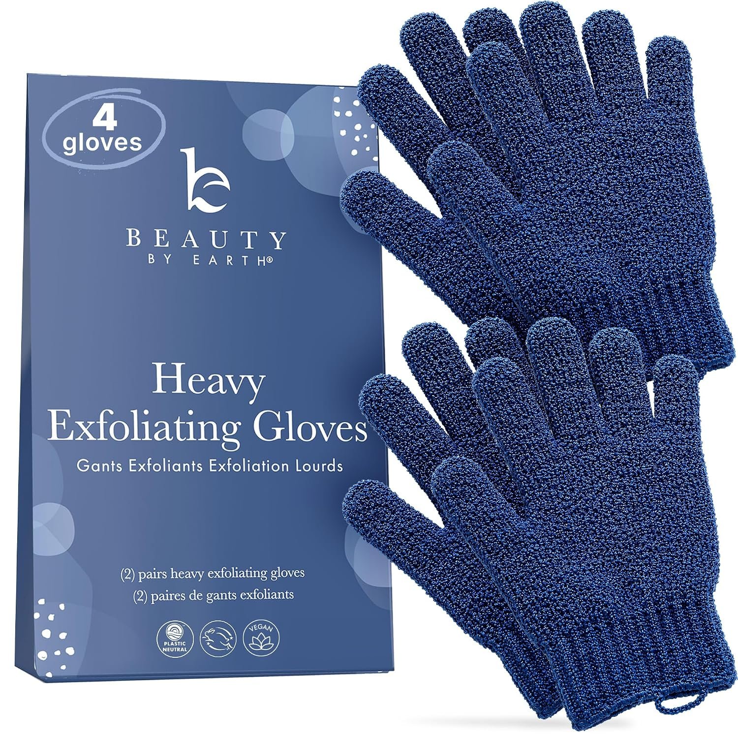 Exfoliating Glove (4 pcs, 2 Pairs) – Heavy Shower Gloves for Body Scrub