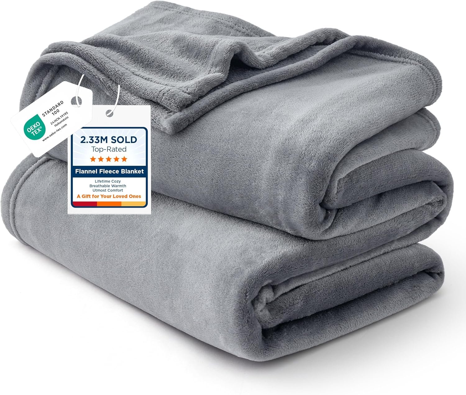 Bedsure Fleece Bed Blankets Queen Size Grey – Soft Cozy Warm Halloween Fall Throw Blanket Lightweight Room Home Decor, Christmas Decorations Gifts for Women and Men, 90×90 inches