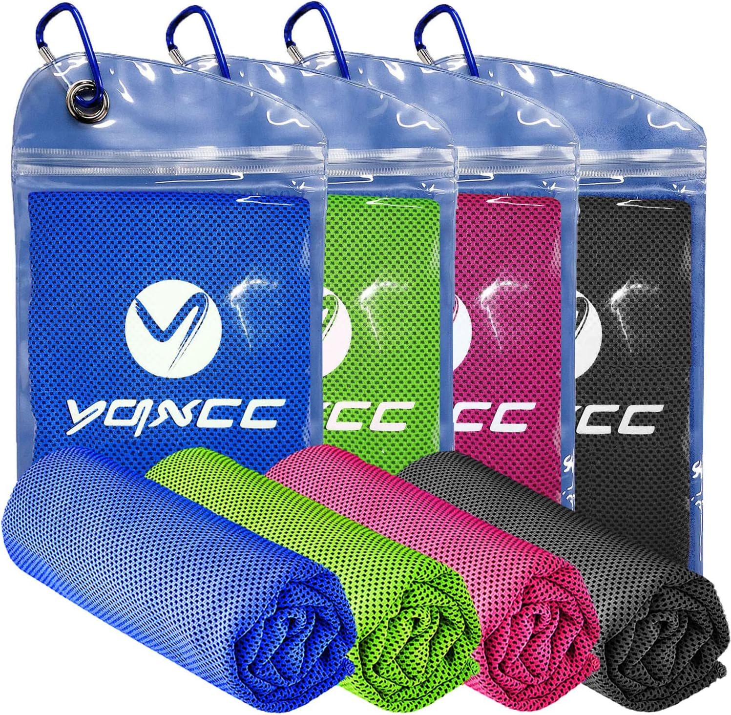 YQXCC 4 Pack Cooling Towels (47″x12″), Ice Cool Towels for Neck & Face