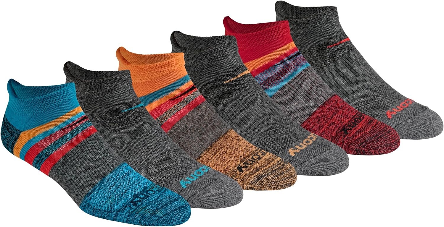 Saucony Men’s Rundry Mesh Ventilating Comfort Fit Performance Tab Socks Available in M-xl (6, 12 Pairs)