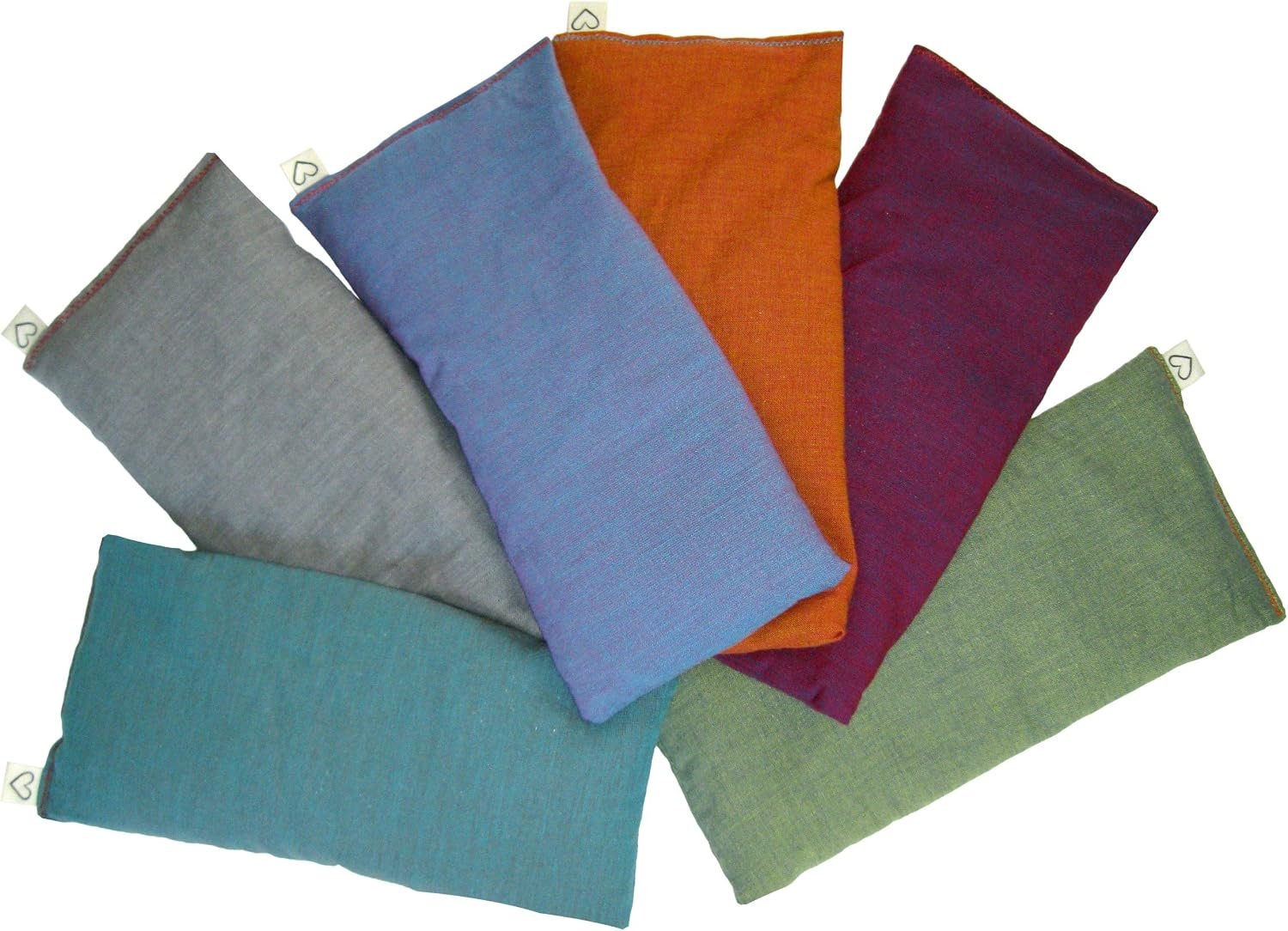 Unscented Eye Pillows (Pack of 6) Soft & Soothing Cotton Filled with Flax Seed Weighted for Yoga Meditation Headache Relief Sleep Massage Bulk – Naturally Calming Colors