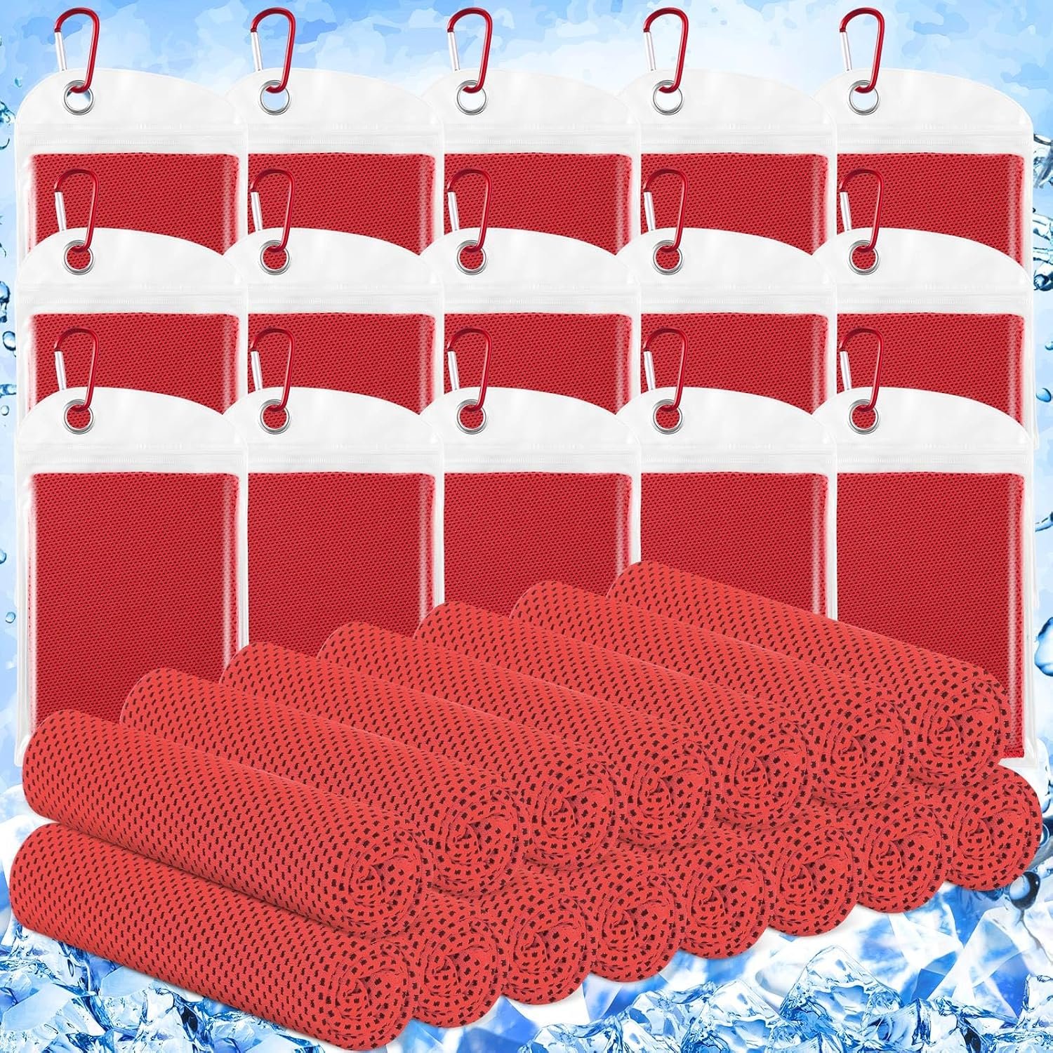 Hosuly 15 Pcs Cooling Towels 40″ x 12″, Red