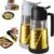 TrendPlain 16oz/470ml Glass Olive Oil Sprayer for Cooking – 2 in 1 Olive Oil Dispenser Bottle for Kitchen Gadgets and Air Fryer Accessories, Salad, BBQ – Black & Ash