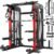 pooboo Power Cage Smith Machine with 2000LB Squat Rack Cable System